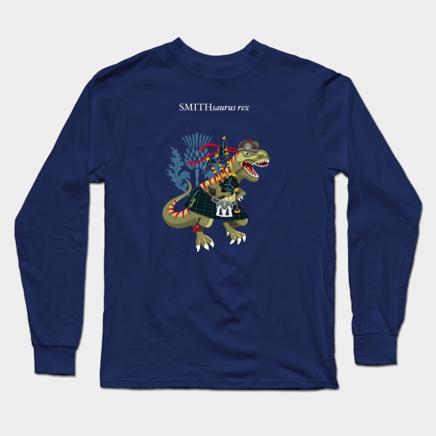 Clanosaurus Rex SMITHsaurus Rex Smith clan Scotland Family Tartan Long Sleeve T-Shirt by BullShirtCo